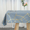 54inch x 54inch Dusty Blue Polyester Square Overlay With Gold Foil Geometric Pattern