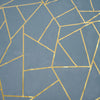 54inch x 54inch Dusty Blue Polyester Square Overlay With Gold Foil Geometric Pattern#whtbkgd