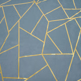 54inch x 54inch Dusty Blue Polyester Square Overlay With Gold Foil Geometric Pattern#whtbkgd