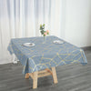 54inch x 54inch Dusty Blue Polyester Square Tablecloth With Gold Foil Geometric Pattern