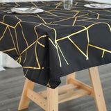54x54 inch Black Polyester Square Tablecloth With Gold Foil Geometric Pattern