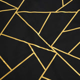 54x54 inch Black Polyester Square Tablecloth With Gold Foil Geometric Pattern#whtbkgd