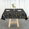 54x54 inch Black Polyester Square Tablecloth With Gold Foil Geometric Pattern