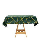 54inch x54inch Hunter Emerald Green Polyester Square Tablecloth With Gold Foil Geometric Pattern