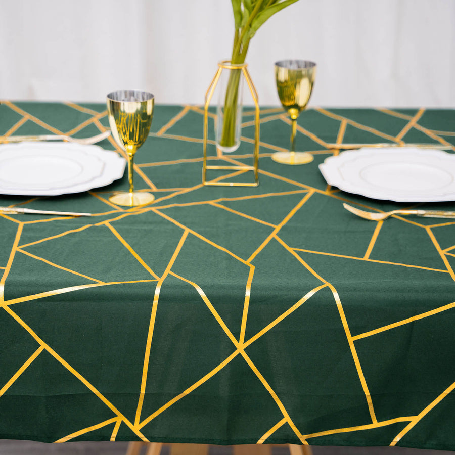 54inch x 54inch Hunter Emerald Green Polyester Square Overlay With Gold Foil Geometric Pattern