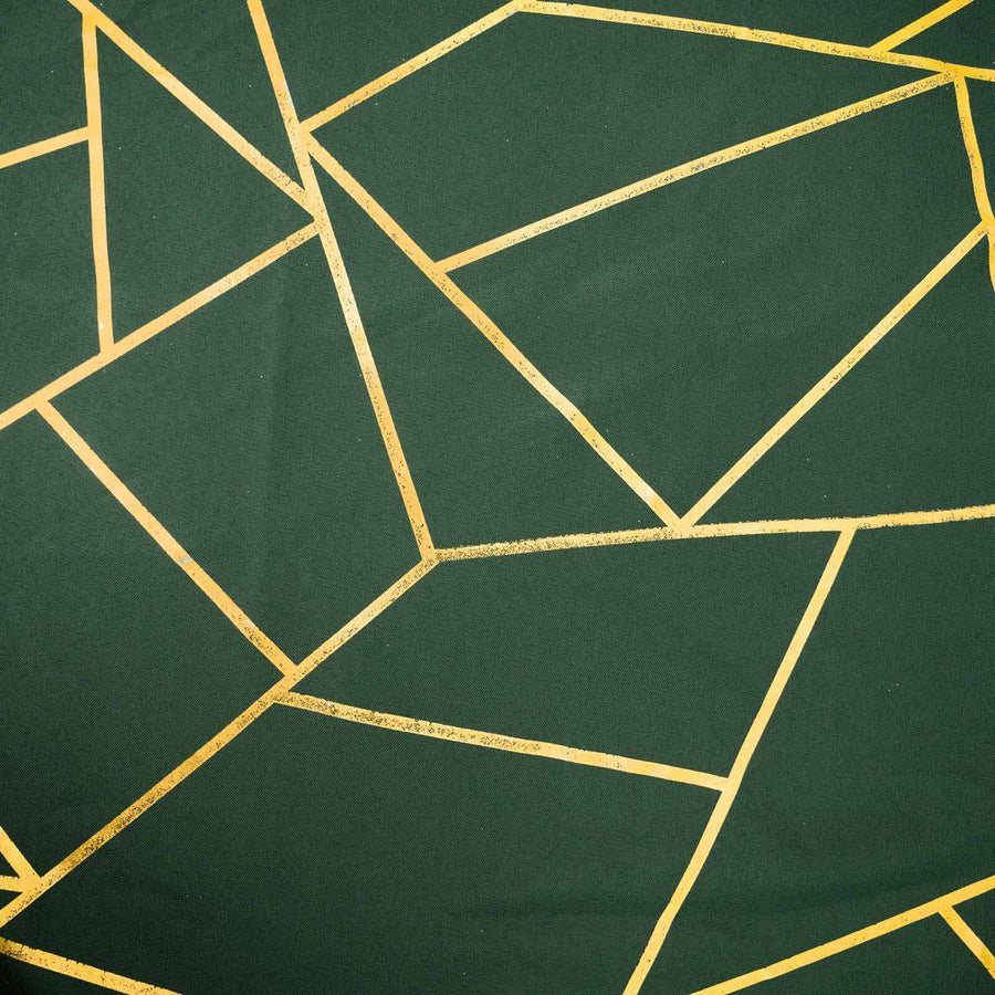 54inch x54inch Hunter Emerald Green Polyester Square Tablecloth With Gold Foil Geometric Pattern#whtbkgd
