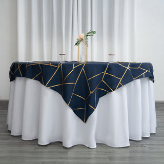 Elevate Your Event Decor with the Navy Blue Seamless Polyester Square Overlay
