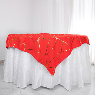 Elevate Your Event Decor with the Red Seamless Polyester Square Overlay