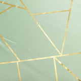 54inch x 54inch Sage Green Polyester Square Overlay With Gold Foil Geometric Pattern#whtbkgd