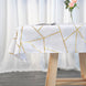 54x54 inch White Polyester Square Tablecloth With Gold Foil Geometric Pattern