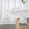 54inch x 54inch White Polyester Square Overlay With Gold Foil Geometric Pattern