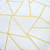 54inch x 54inch White Polyester Square Overlay With Gold Foil Geometric Pattern#whtbkgd