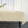 60inch x 102inch Beige Rectangle Polyester Tablecloth With Gold Foil Geometric Pattern