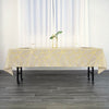 60inch x 102inch Beige Rectangle Polyester Tablecloth With Gold Foil Geometric Pattern