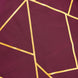 60inch x 102inch Burgundy Rectangle Polyester Tablecloth With Gold Foil Geometric Pattern#whtbkgd