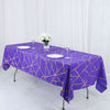 60Inchx102Inch Purple Rectangle Polyester Tablecloth With Gold Foil Geometric Pattern