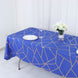 60Inchx102Inch Royal Blue Rectangle Polyester Tablecloth With Gold Foil Geometric Pattern