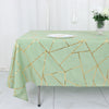 60Inchx102Inch Sage Green Rectangle Polyester Tablecloth With Gold Foil Geometric Pattern