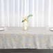 60inch x 102inch Silver Rectangle Polyester Tablecloth With Gold Foil Geometric Pattern