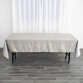 Elegant Silver Rectangle Polyester Tablecloth for Stunning Event Decor
