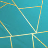 60x102inch Teal Rectangle Polyester Tablecloth With Gold Foil Geometric Pattern#whtbkgd
