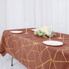 60Inchx102Inch Terracotta Rectangle Polyester Tablecloth With Gold Foil Geometric Pattern