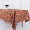 60Inchx102Inch Terracotta Rectangle Polyester Tablecloth With Gold Foil Geometric Pattern