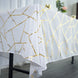 60x102 inch White Polyester Rectangular Tablecloth With Gold Foil Geometric Pattern
