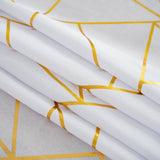 60x102 inches White Polyester Rectangular Tablecloth With Gold Foil Geometric Pattern