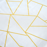 60x102 inch White Polyester Rectangular Tablecloth With Gold Foil Geometric Pattern#whtbkgd