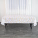 60x102 inches White Polyester Rectangular Tablecloth With Gold Foil Geometric Pattern