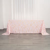 90inch x 132inch Blush/Rose Gold Rectangle Polyester Tablecloth With Gold Foil Geometric Pattern