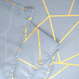 90inch x 132inch Dusty Blue Rectangle Polyester Tablecloth With Gold Foil Geometric Pattern