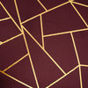 90inch x132inch Burgundy Rectangle Polyester Tablecloth With Gold Foil Geometric Pattern#whtbkgd