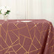 90x132inch Cinnamon Rose Rectangle Polyester Tablecloth With Gold Foil Geometric Pattern
