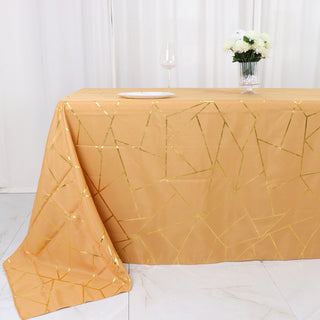 Transform Your Tables with the Gold Foil Geometric Pattern Tablecloth