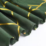 90inch x 132inch Emerald Green Rectangle Polyester Tablecloth With Gold Foil Geometric Pattern