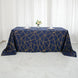 90inch x 132inch Navy Blue Rectangle Polyester Tablecloth With Gold Foil Geometric Pattern