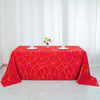 90inch x 132inch Red Rectangle Polyester Tablecloth With Gold Foil Geometric Pattern
