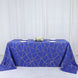 90Inchx132Inch Royal Blue Rectangle Polyester Tablecloth With Gold Foil Geometric Pattern