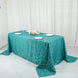 90x132Inch Teal Rectangle Polyester Tablecloth With Gold Foil Geometric Pattern
