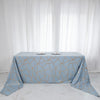 90inch x 156inch Dusty Blue Rectangle Polyester Tablecloth With Gold Foil Geometric Pattern