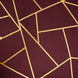 90inch x 156inch Burgundy Rectangle Polyester Tablecloth With Gold Foil Geometric Pattern#whtbkgd