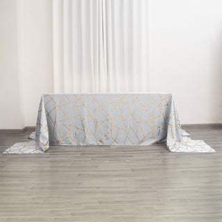 Elegant Silver Rectangle Polyester Tablecloth