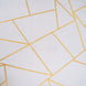 90inch x 156inch White Rectangle Polyester Tablecloth With Gold Foil Geometric Pattern#whtbkgd