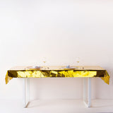40x90 Inch | Gold Metallic Foil Rectangle Tablecloth, Disposable Table Cover
