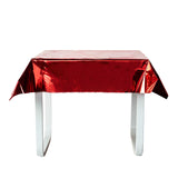 Red Metallic Foil Square Tablecloth, Disposable Table Cover