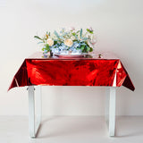 Red Metallic Foil Square Tablecloth, Disposable Table Cover