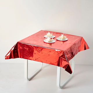 Create a Stunning Tablescape with the Red Metallic Foil Tablecloth