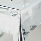 Silver Metallic Foil Square Tablecloth, Disposable Table Cover#whtbkgd